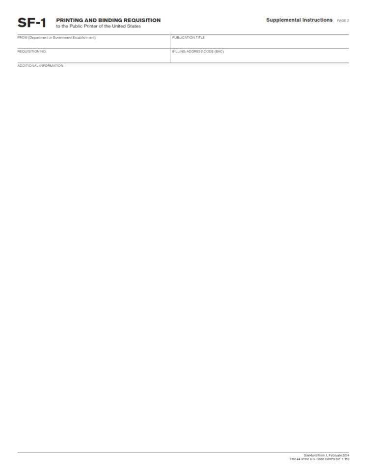 SF 1 Form – Printing and Binding Requisition to the Public Printer of ...