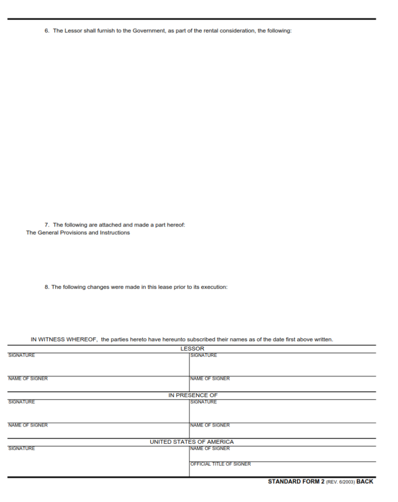 SF 2 Form – U.S. Government Lease for Real Property | SF Forms