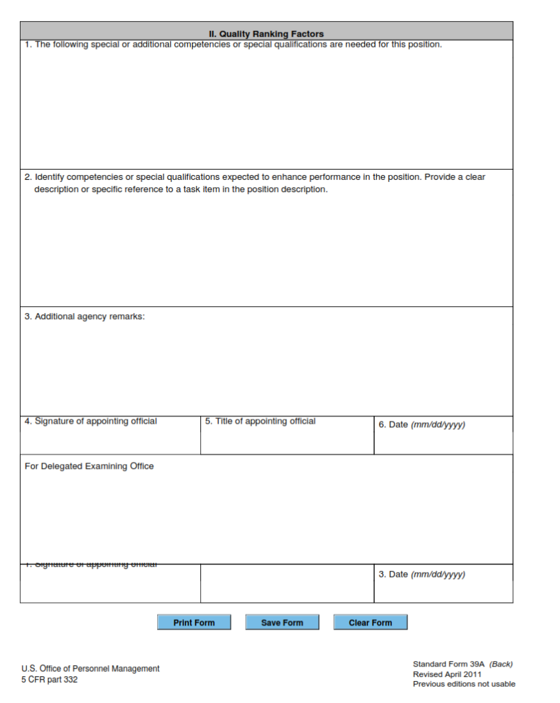 SF 39A Form – Request and Justification for Selective Factors and ...