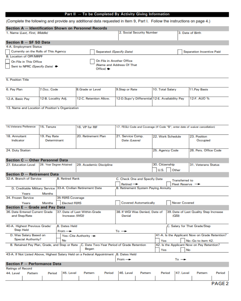 SF 75 Form – Request for Preliminary Employment Data | SF Forms