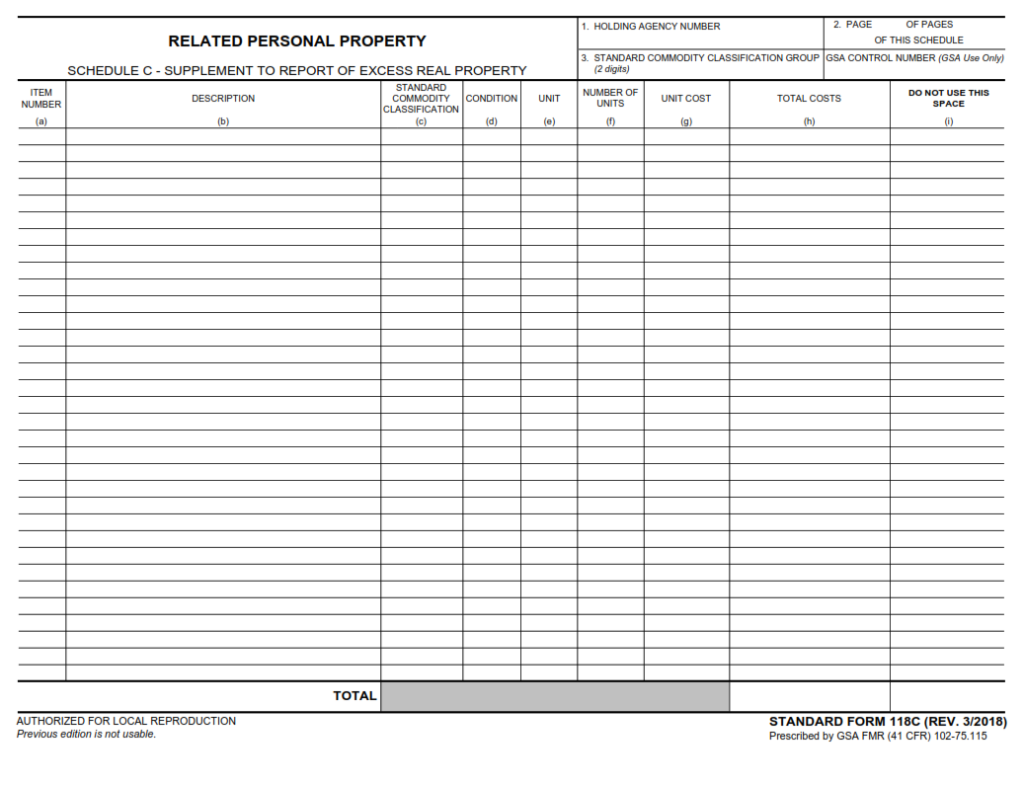 sf-118b-form-land-schedule-b-supplement-to-report-of-excess-real