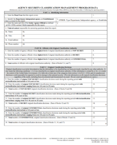 SF 311 Form – Agency Security Classification Management Program Data ...