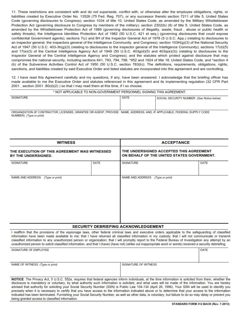 SF 312 Form – Classified Information Nondisclosure Agreement | SF Forms