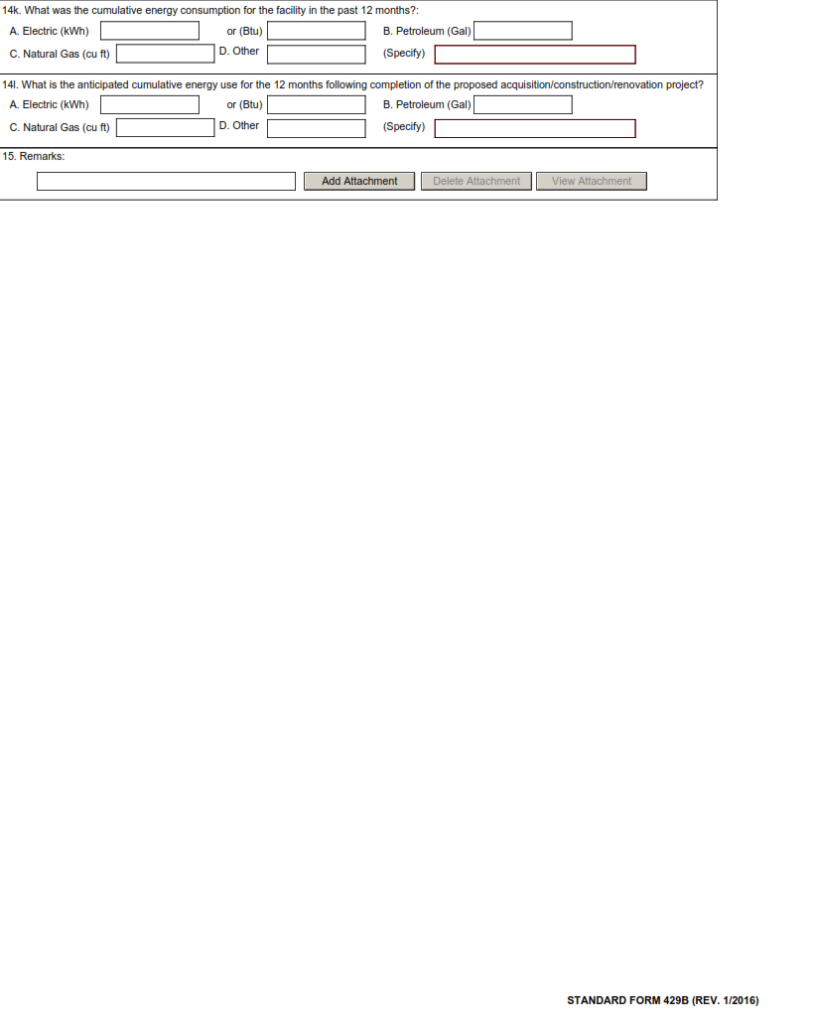 SF 429B Form – Real Property Status Report – Attachment B – Request to ...