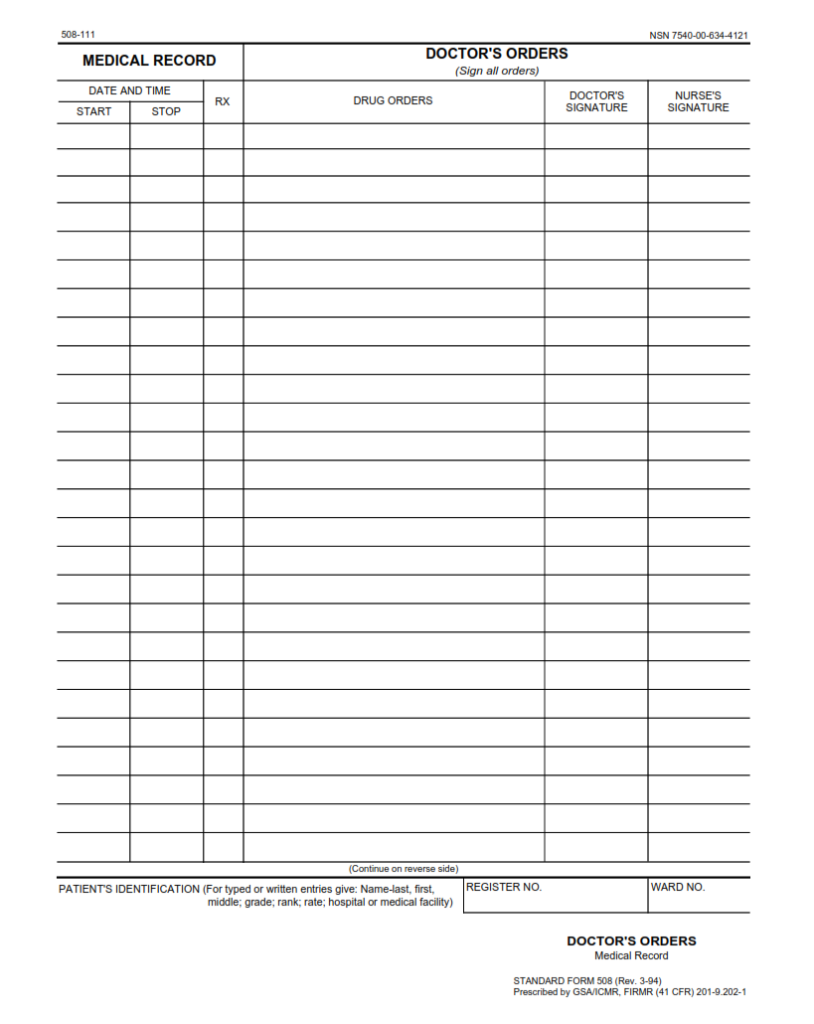 SF 512 Form – Medical – Plotting Chart | SF Forms