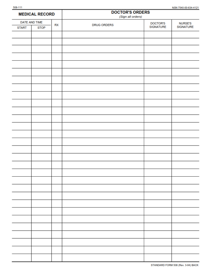 SF 512 Form – Medical – Plotting Chart | SF Forms