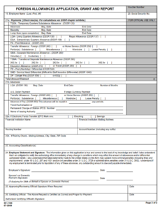 SF 1190 Form – Foreign Allowances Application, Grant and Report | SF Forms